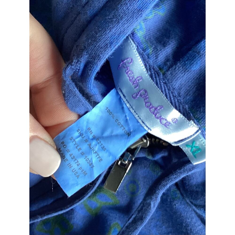 Vintage Fresh Produce Women's Floral Zip Up Kangaroo Pocket‎ Hoodie Blue Size XL - Picture 6 of 8